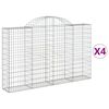 vidaXL Gabioner b&aring;gformade 4 st 200x30x120/140 cm galvaniserat j&auml;rn