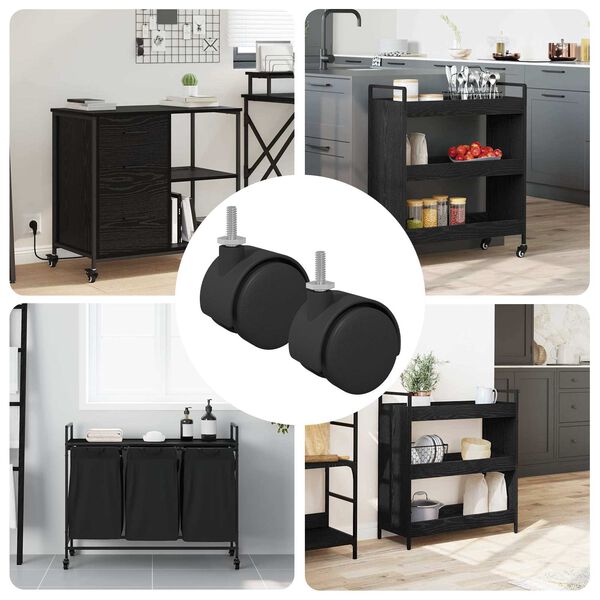 vidaXL Hjul 2 pcs Svart 40,1 x 40,1 x 37,8 mm PP och j&auml;rn