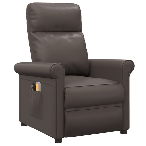 vidaXL Elektrisk massagef&aring;t&ouml;lj brun konstl&auml;der