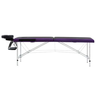 vidaXL Hopfällbar massagebänk 2 sektioner aluminium svart och lila