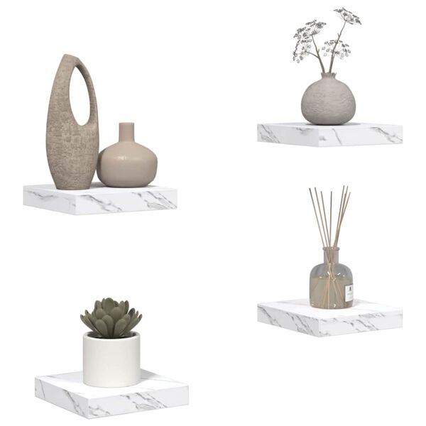 vidaXL V&auml;gg hylla 4 pcs Vit marmor 23 x 23,5 x 4 cm Konstruerat tr&auml;