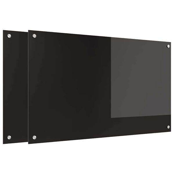 vidaXL Köksplånbak 2 pcs Svart 100 x 60 cm härdat glas