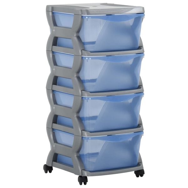 vidaXL F&ouml;rvaringsl&aring;dor med hjul 36x40x80 cm gr&aring; och bl&aring;