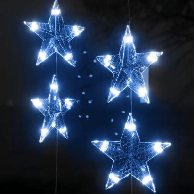vidaXL Ljusgardin med stjärnor 200 lysdioder blå 8 funktioner