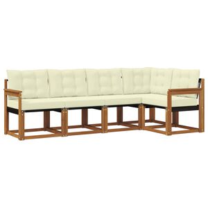 vidaXL Utomhussoffset med kudde 5 pcs Naturlig och Gr&auml;dde