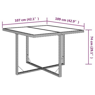 vidaXL Trädgårdsbord beige 109x107x74 cm konstrotting och glas