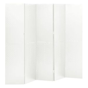 vidaXL Rumsavdelare 5 paneler vit 200x180 cm st&aring;l
