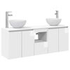 vidaXL Badrumssk&aring;psset 3 st Vit h&ouml;gglans 129 x 41 x 80 cm