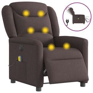 vidaXL Elektrisk massagef&aring;t&ouml;lj m&ouml;rkbrun tyg