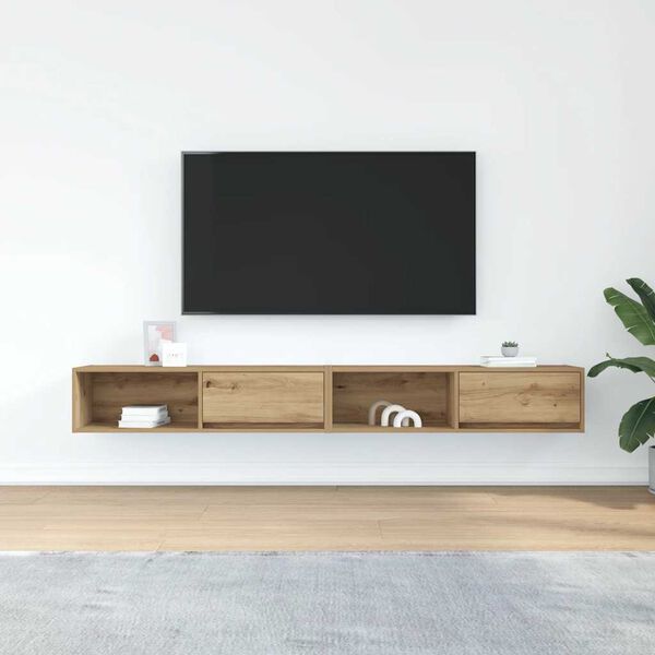 vidaXL TV-b&auml;nkar 2 st hantverksm&auml;ssig ek 100x31x25,5cm konstruerat tr&auml;
