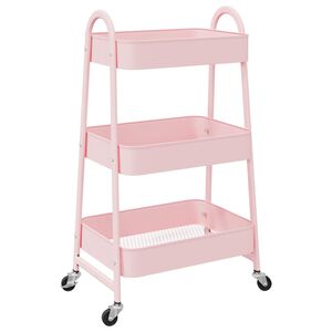 vidaXL F&ouml;rvaringsvagn 3 v&aring;ningar rosa 42x41,5x77 cm st&aring;l