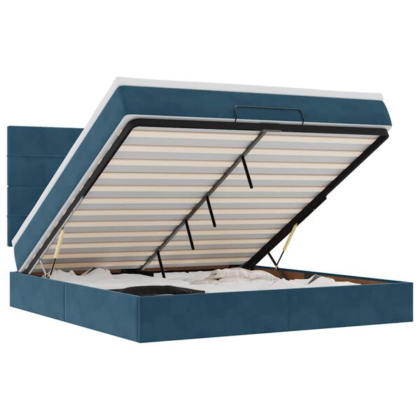 vidaXL Ottoman s&auml;ngram med madrasser m&ouml;rkbl&aring; 180x200 cm sammet