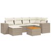 vidaXL Matgrupp f&ouml;r tr&auml;dg&aring;rden med dynor 7 delar beige konstrotting