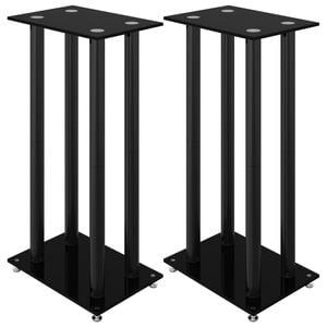 vidaXL Stativ f&ouml;r h&ouml;gtalare 2 st h&auml;rdat glas 4-pelarmodell svart