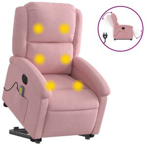 vidaXL Elektrisk massagef&aring;t&ouml;lj med uppresningshj&auml;lp rosa sammet