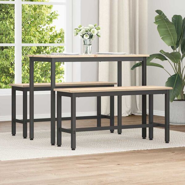 vidaXL Matb&auml;nkar 2 pcs Naturf&auml;rg 100 x 32,5 x 49 cm Massivt furutr&auml;