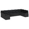 vidaXL Soffset med kudde 10 pcs Svart Polyrattan