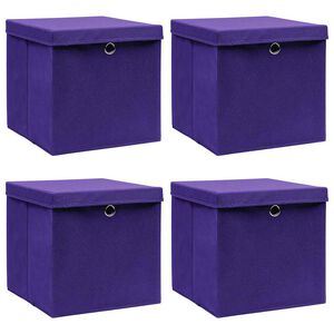 vidaXL F&ouml;rvaringsl&aring;dor med lock 4 st 28x28x28 cm lila