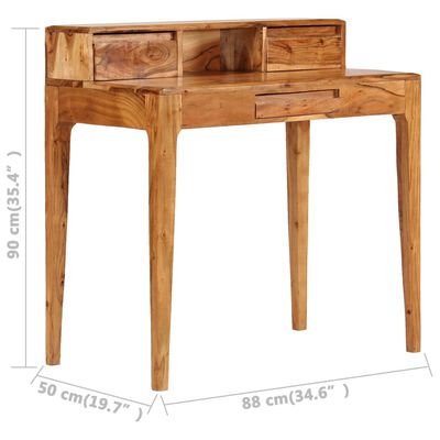 vidaXL Skrivbord med lådor massivt trä 88x50x90 cm