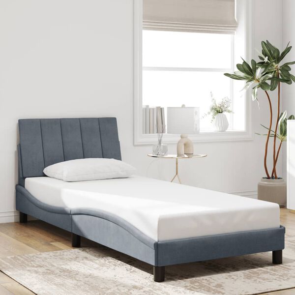 vidaXL Bed Frame without Mattress "Hanko" Dark Grey 90x200 cm Velvet