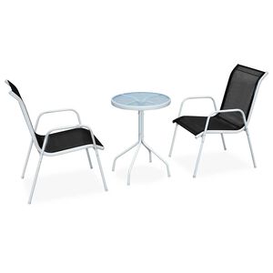 vidaXL Caf&eacute;set 3 delar st&aring;l svart