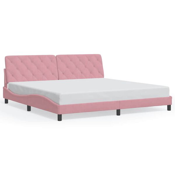 vidaXL Bed Frame without Mattress Pink 200x200 cm Velvet