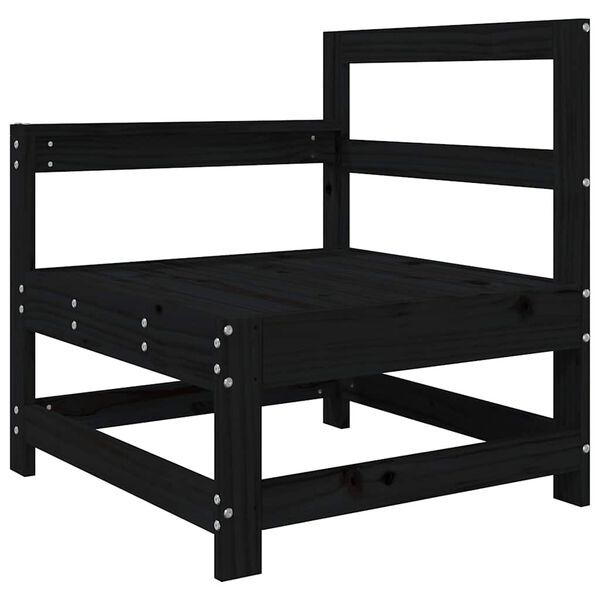 vidaXL Trädgårdsfåtölj med dynor svart massiv furu