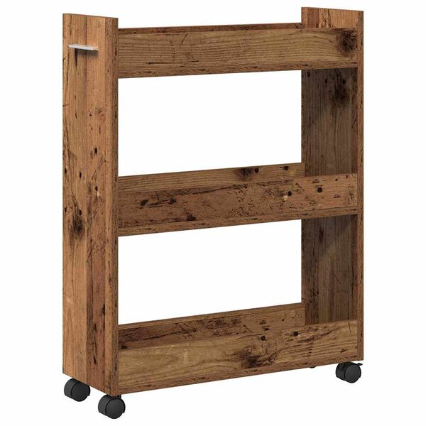 vidaXL Skåp med hjul Gammalt trä 60 x 22 x 79 cm Konstruerat trä