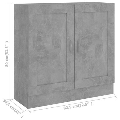 vidaXL Bokhylla betonggrå 82,5x30,5x80 cm konstruerat trä