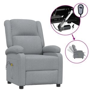 vidaXL Elektrisk massagef&aring;t&ouml;lj ljusgr&aring; tyg