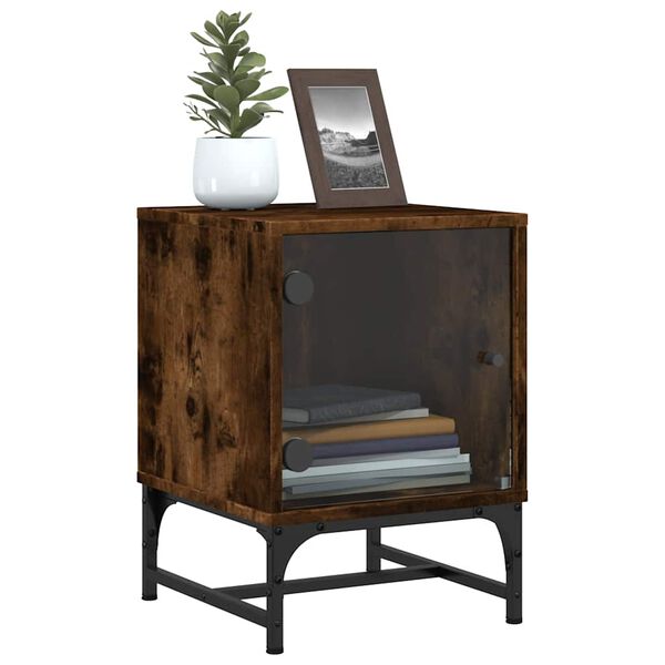 vidaXL S&auml;ngsk&aring;p med glasd&ouml;rr r&ouml;kf&auml;rgad ek 35x37x50 cm