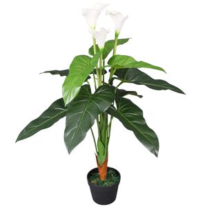 vidaXL Konstv&auml;xt Kalla med kruka 85 cm vit