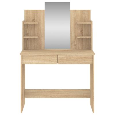 vidaXL Sminkbord med spegel sonoma-ek 96x39x142 cm