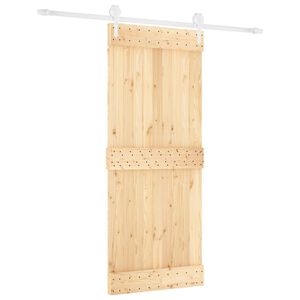 vidaXL Skjutd&ouml;rr Naturlig och vit 85 x 210 cm Massiv furutr&auml;d&ouml;rr