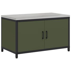 vidaXL K&ouml;ksf&ouml;rvaringssk&aring;p HATTEM Olivgr&ouml;n 90 x 50 x 53 cm St&aring;l