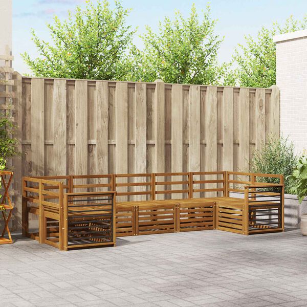 vidaXL Soffgrupper 7 pcs Naturf&auml;rg Massivt Akaciatr&auml;