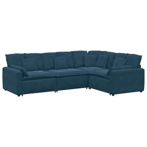 vidaXL Modulsoffa med dynor sammetsbl&aring;
