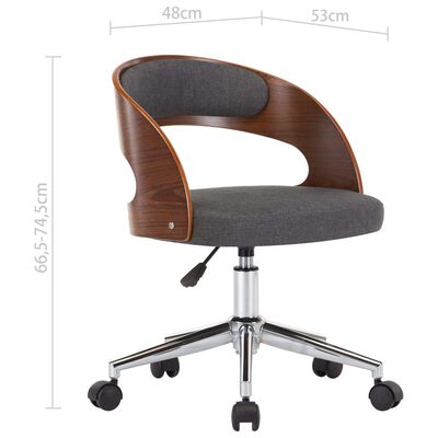 vidaXL Snurrbar kontorsstol böjträ och tyg grå