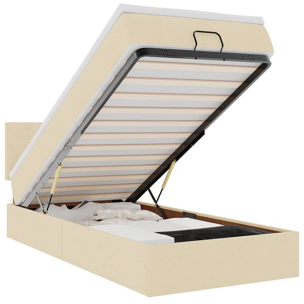 vidaXL Ottoman s&auml;ngram med madrass gr&auml;ddvit 80x200 cm tyg