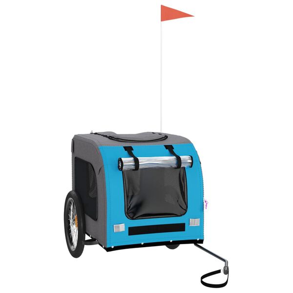 vidaXL Cykelvagn f&ouml;r djur bl&aring; och gr&aring; oxfordtyg och j&auml;rn