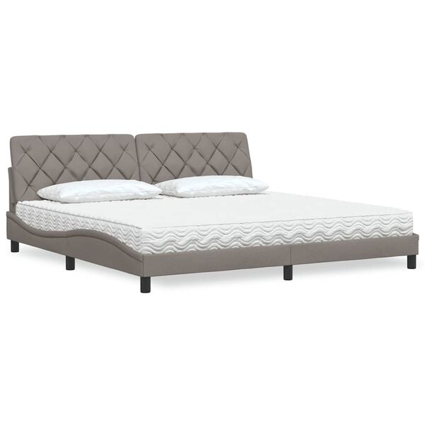 vidaXL Bed with Mattress Taupe 200x200 cm Fabric