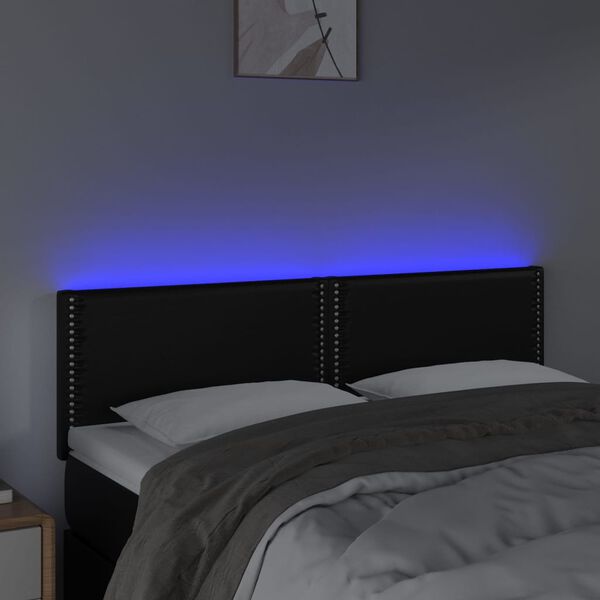 vidaXL S&auml;nggavel LED svart 144x5x78/88 cm konstl&auml;der