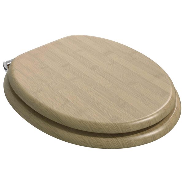 vidaXL Mjukt st&auml;ngande toalettlock Ljus Bambuf&auml;rg 44 x 38 cm MDF-board