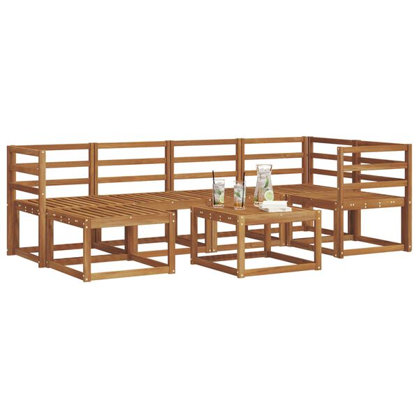 vidaXL Utomhussoffset 7 pcs Naturf&auml;rg Massivt Akaciatr&auml;
