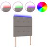 vidaXL LED-s&auml;nggavel med LED -remsljus med huvudgavel Taupe 90 cm tyg