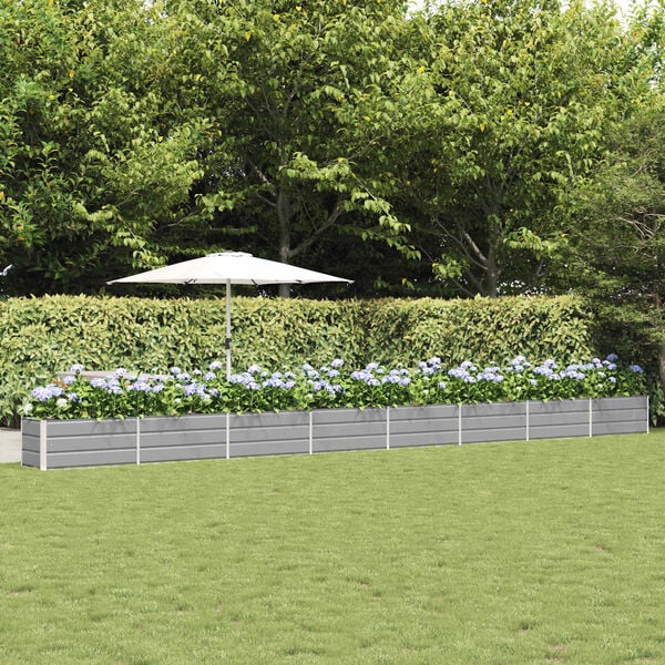 vidaXL Planteringsk&auml;rl Ljusgr&aring; 480 x 50 x 45 cm Galvaniserat St&aring;l