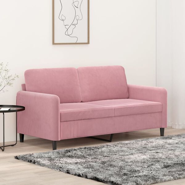 vidaXL Soffa 2-sits rosa 140 cm sammet