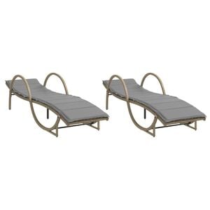 vidaXL Sols&auml;ngar 2 st med dynor beige konstrotting