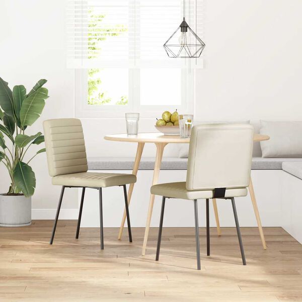 vidaXL Matstolar 2 st gräddvit konstläder