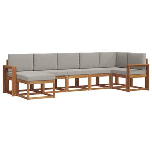 vidaXL Utomhussoffset med kudde 7 pcs Naturlig och Ljus Gr&aring;